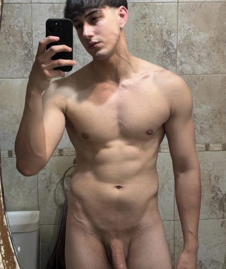 Fit boy with a shaved cock