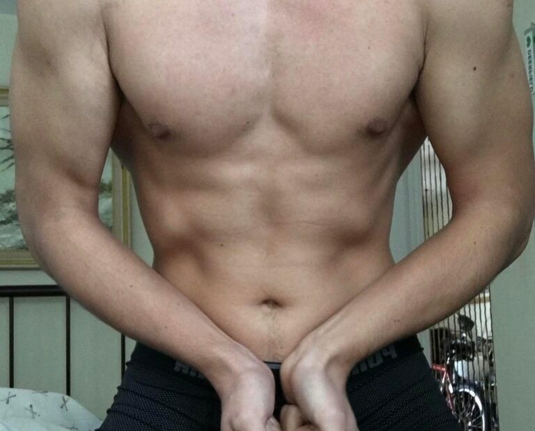 Flexing boy with his cock out