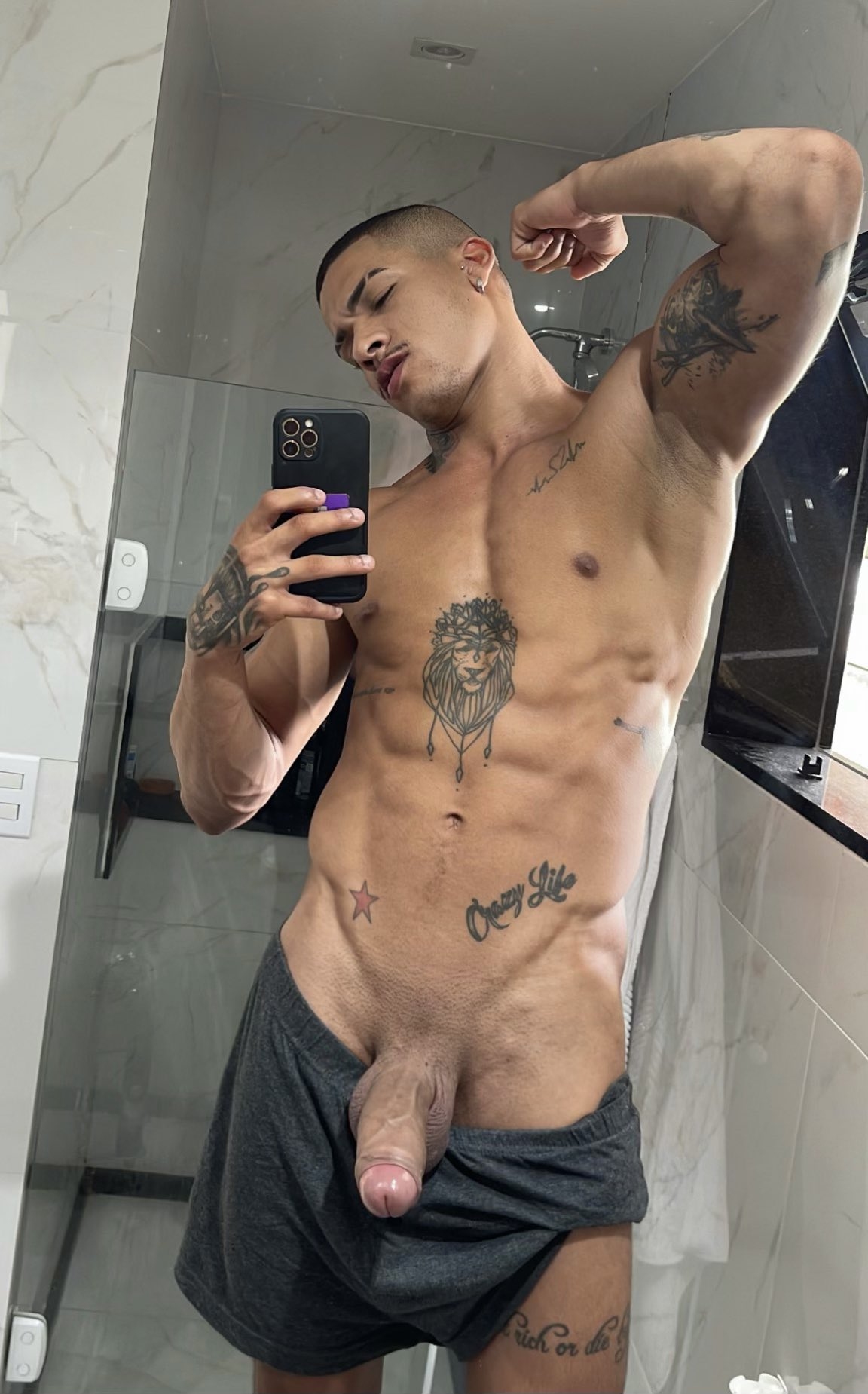 Hunk showing cock