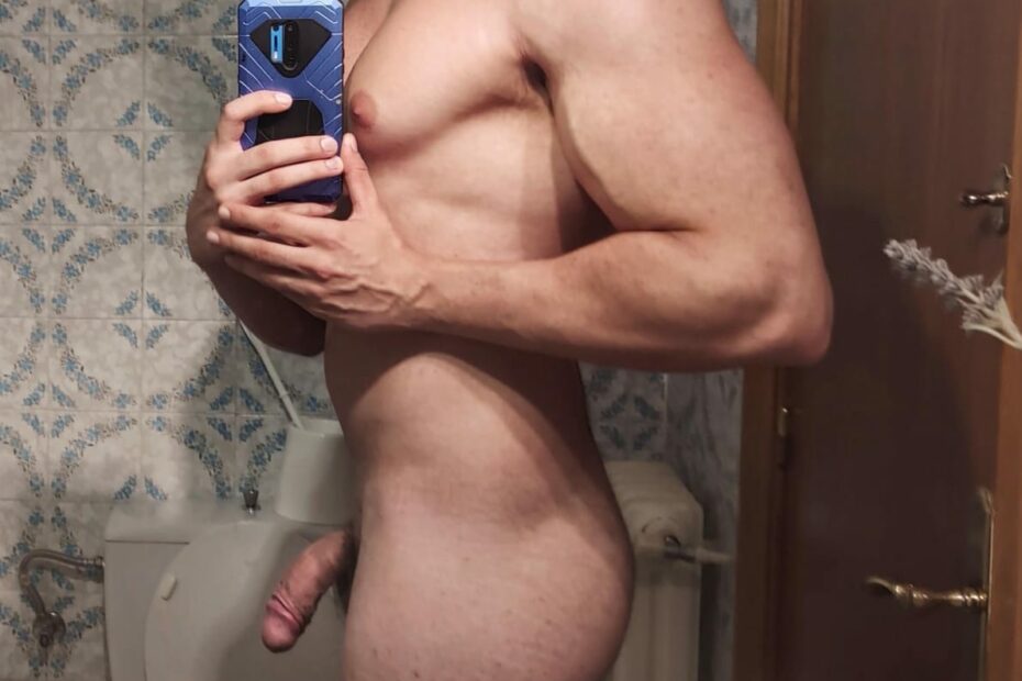 Hunk with semi hard cock