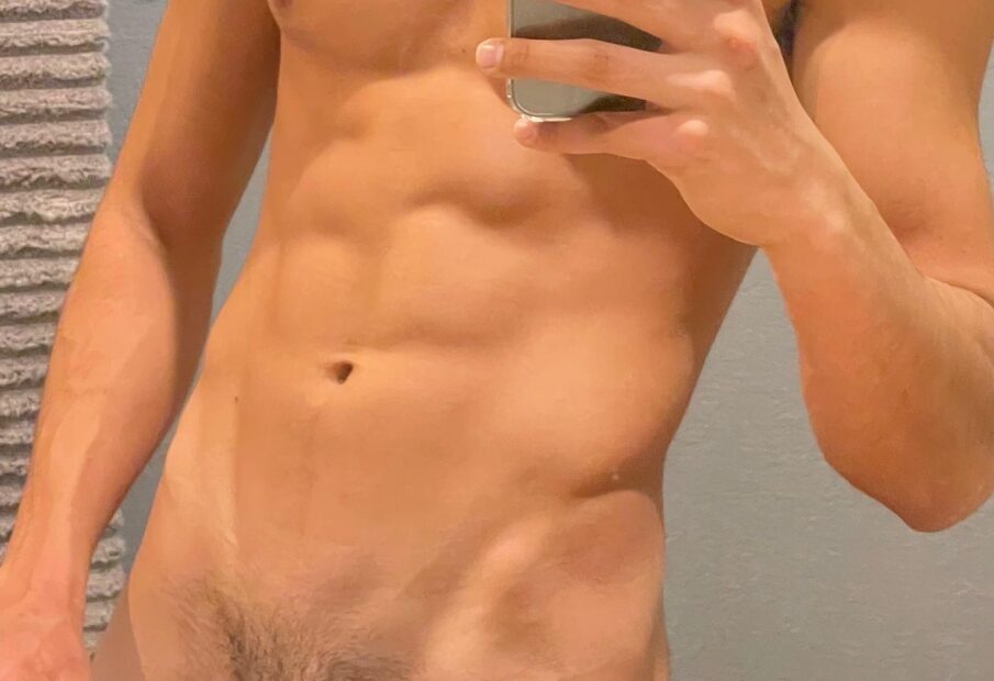 Nude jock with a cut cock